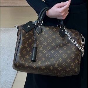 Louis Vuitton Black and Brown Monogram Satchel